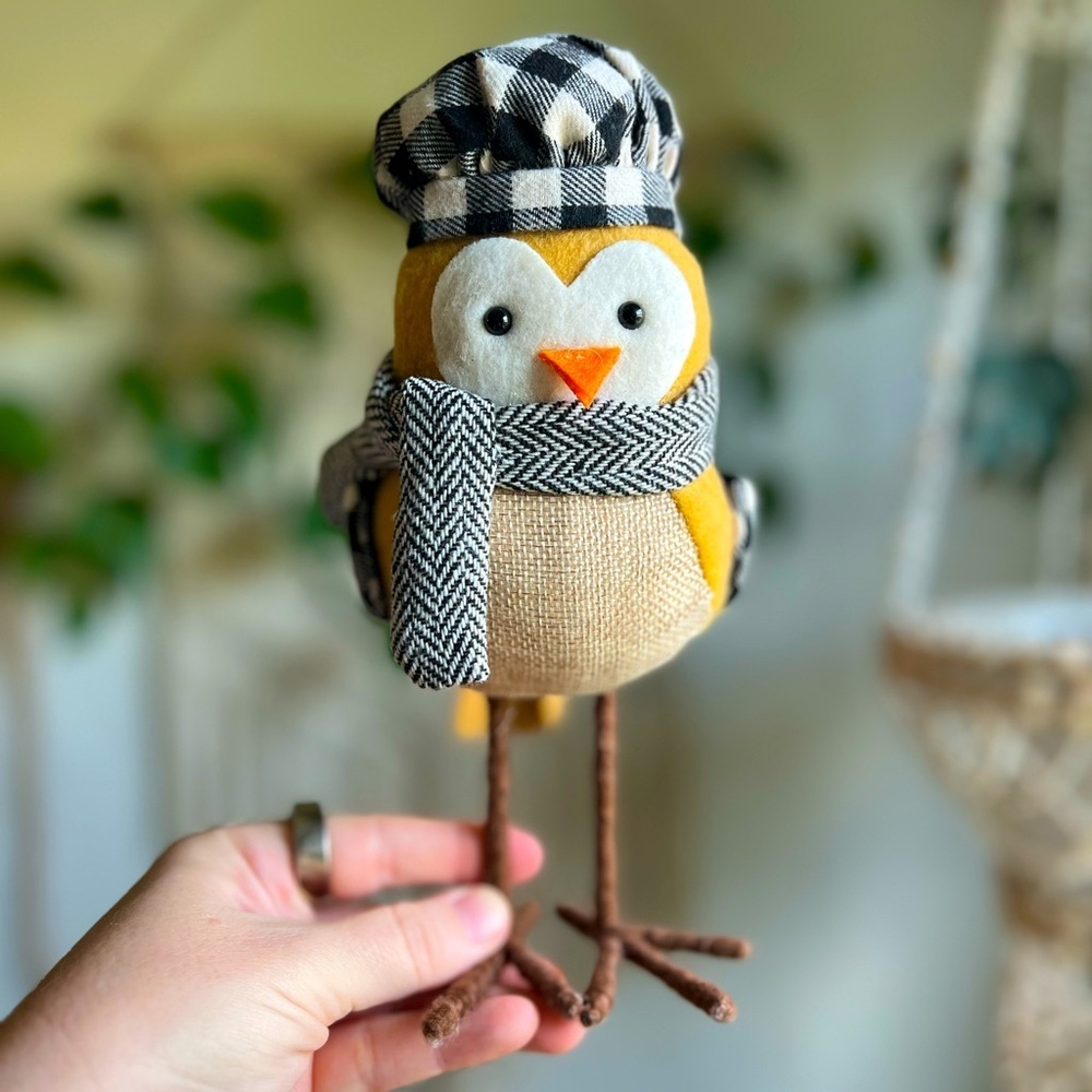 Target Wondershop Winter Owl Figurine Plaid Hat & Scarf, Farmhouse Rustic Decor